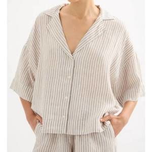NEW NUDE LUCY lounge stripe linen shirt in silver